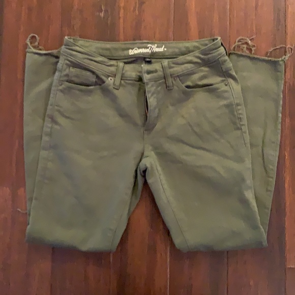 Olive Greens Distressed Mid Rise Jeggings - Picture 3 of 4